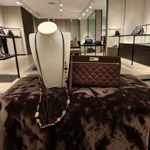 Michael Kors and Howard's vintage multi colored stone gold and black link neckl